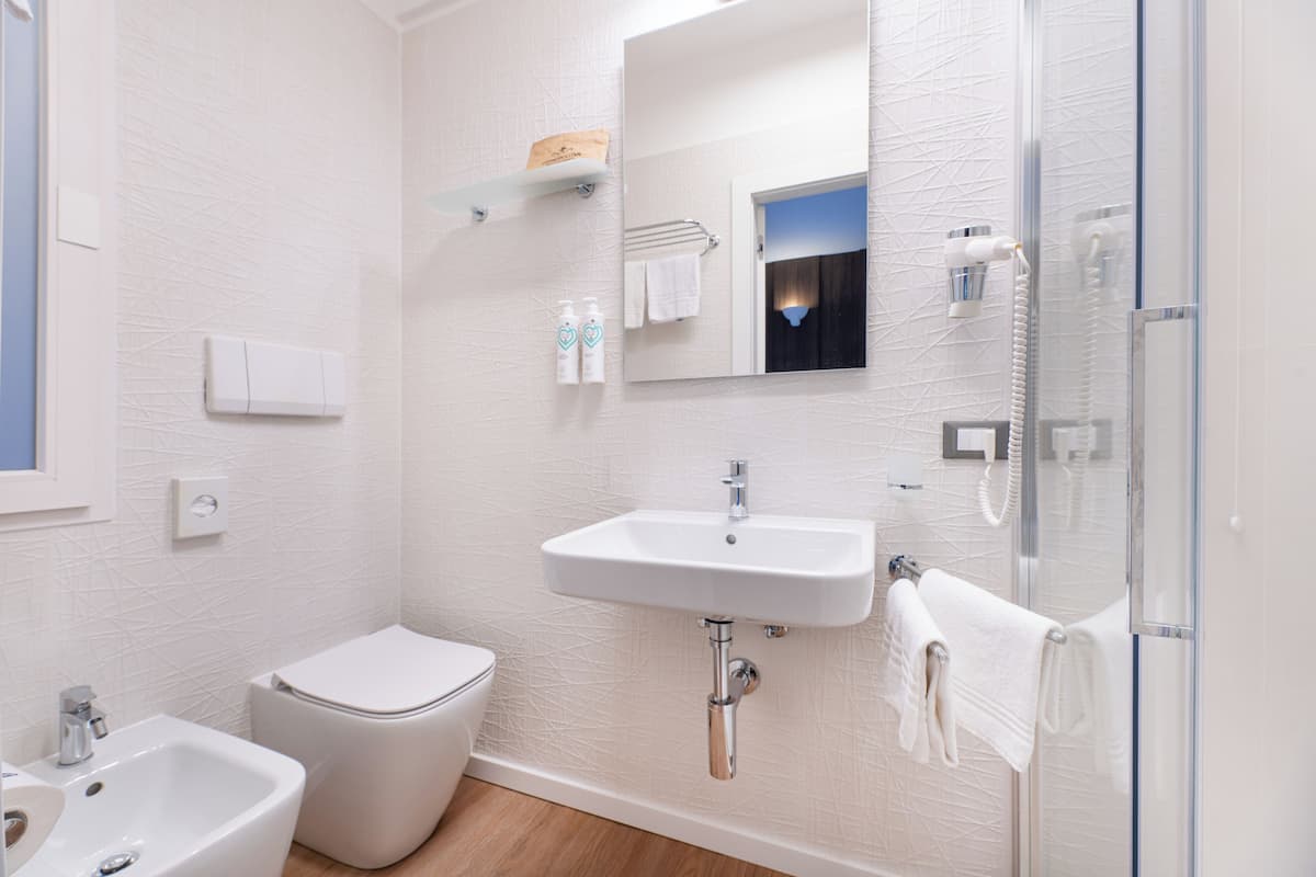 family quadruple room | bathroom | shower, free toiletries, hair dryer, bidet