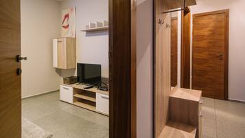 Phòng Suite trung tâm thành phố, 1 phòng ngủ, quang cảnh thành phố | Khu phòng khách | TV LCD