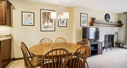 Ski-in/ski-out 2 bedroom condo with pool and hot tub.