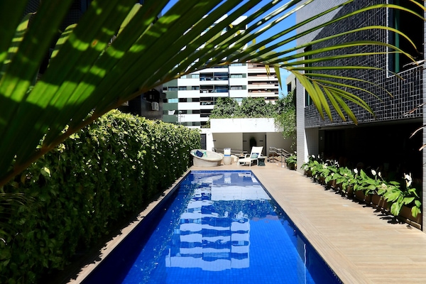 Outdoor pool, sun loungers