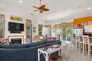 TV, fireplace, DVD player