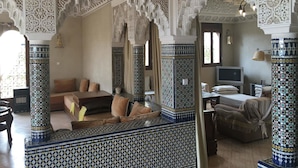 Villa | Living area | 42-cm Smart TV with satellite channels, TV, fireplace - Beach Side Luxurious Villa Ref1098 (Agadir)