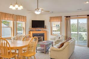 TV, foosball - Flip Flop: Oceanside, 5-bedroom, Private Pool, Hot Tub, Pet-friendly (Corolla)