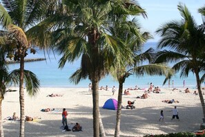 On the beach, beach towels