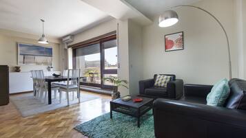 TV, fireplace, DVD player, books