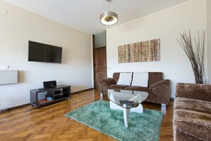 TV, fireplace, DVD player, books