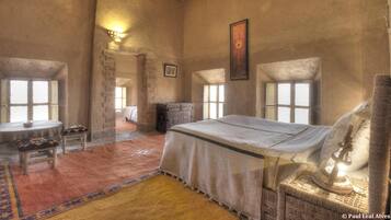 Individually decorated, blackout drapes, iron/ironing board