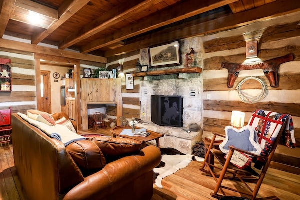 Warm and inviting country-inspired living room greets you