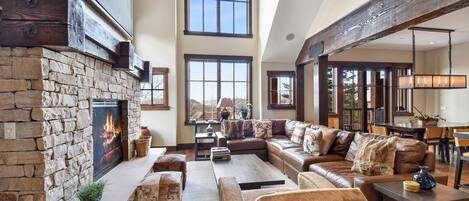 Televisión, chimenea, reproductor de DVD