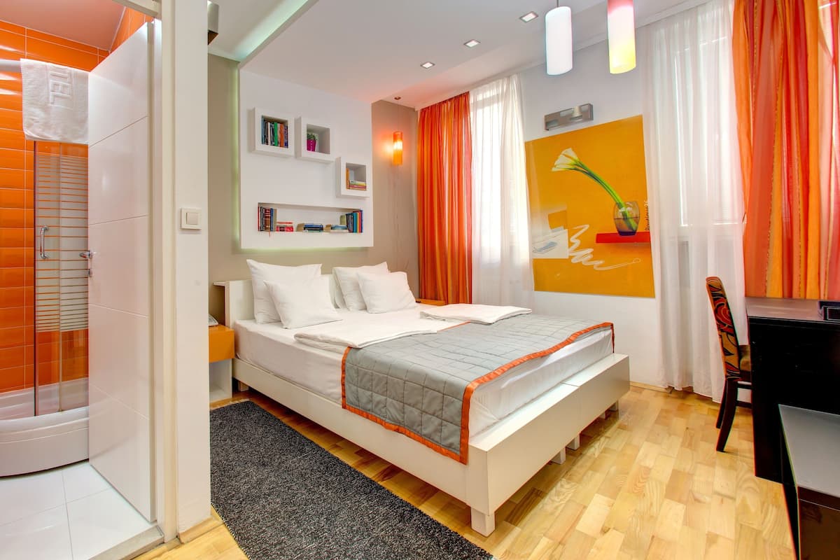 Comfort Double Room | Premium bedding, down comforters, memory foam beds, desk