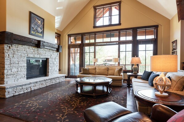 TV, fireplace