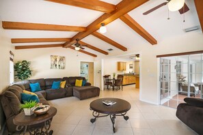 TV connectée, cheminée, lecteur de DVD