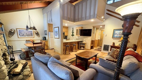 TV, fireplace, DVD player, ping pong