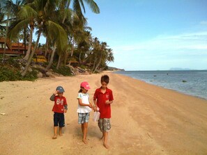 Ubicación cercana a la playa, tumbonas y toallas de playa