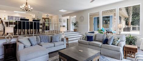 Smart TV, fireplace, DVD player