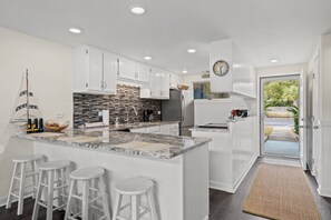 Fridge, microwave, oven, stovetop - Unit 27, The Sail Away, 2 Bedroom Beach Condo (Panama City Beach)