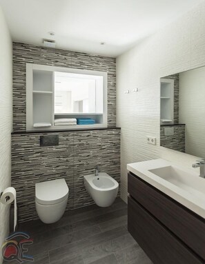 Ensemble douche/baignoire, serviettes fournies