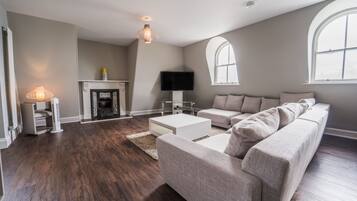 Televisión y chimenea