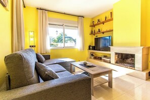 TV, fireplace, DVD player