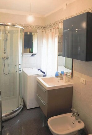 Dusche, Haartrockner, Bidet, Handtücher