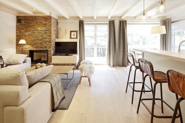 TV, fireplace, DVD player