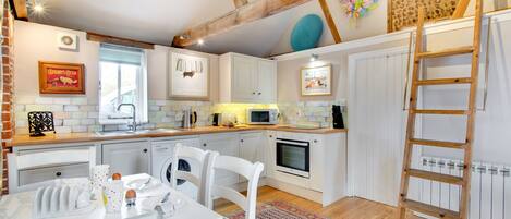 Fridge, microwave, oven, toaster