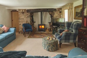 Televisión y chimenea 