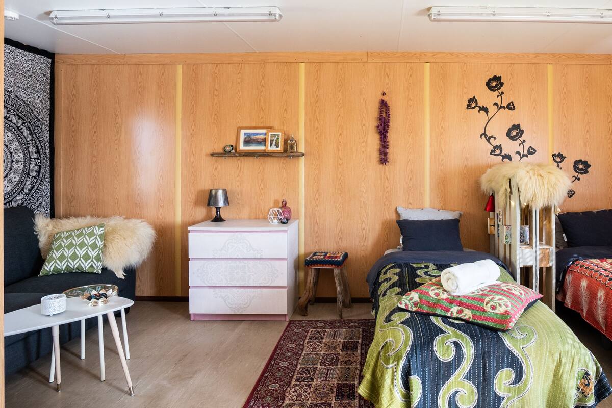 Studio Apartment (2 adults) | Premium bedding, blackout drapes, soundproofing, free WiFi