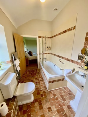 Combined shower/tub, hair dryer