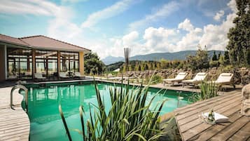 Indoor pool, open 7:00 AM to 10:00 PM, sun loungers