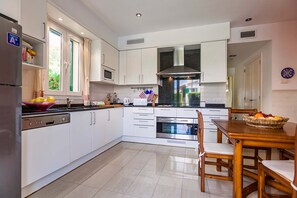Fridge, microwave, oven, dishwasher