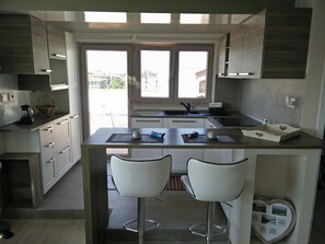 Fridge, microwave, stovetop, dishwasher