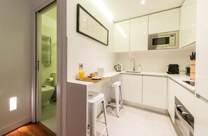 Fridge, microwave, oven, dishwasher