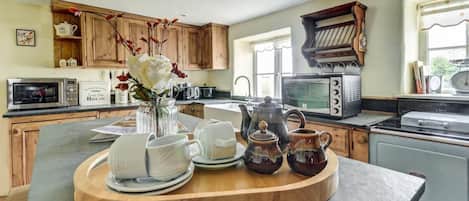 Microwave, oven, dishwasher, high chair