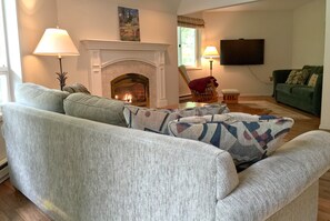 TV, fireplace, computer monitors