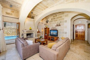 TV, fireplace