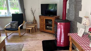 Tv, eldstad, tv-spel och dvd-spelare