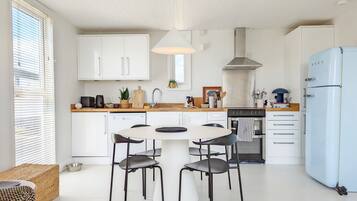 Fridge, microwave, oven, toaster