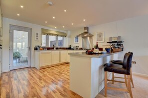 Microwave, oven, dishwasher, high chair