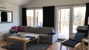 Smart TV, fireplace, DVD player, stereo