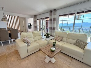 Télévision, cheminée, lecteur de DVD, chaîne hi-fi