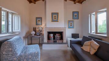 Fernseher, Kamin, DVD-Player