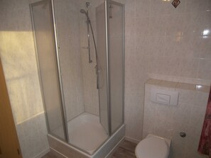 Shower, hair dryer, soap, toilet paper - Apartment 3 - Apartments Dahms, quiet location, near backwaters (Lütow)