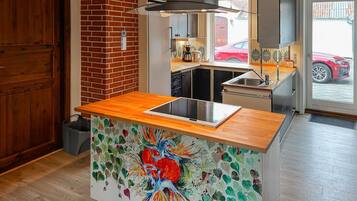 Kjøleskap, kokeplater, oppvaskmaskin og kaffetrakter/tekoker