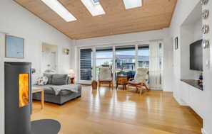 Een televisie en een open haard