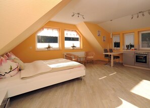 1 bedroom, travel crib, WiFi, bed sheets