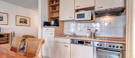 Fridge, microwave, dishwasher, coffee/tea maker