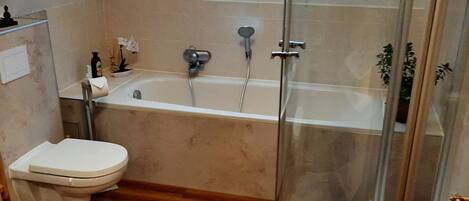 Dusche, Haartrockner, Handtücher