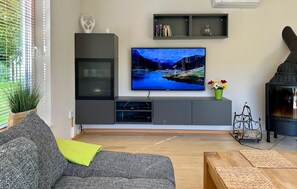 Fernseher, Kamin, DVD-Player