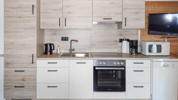 Kühlschrank, Mikrowelle, Herdplatte, Geschirrspüler